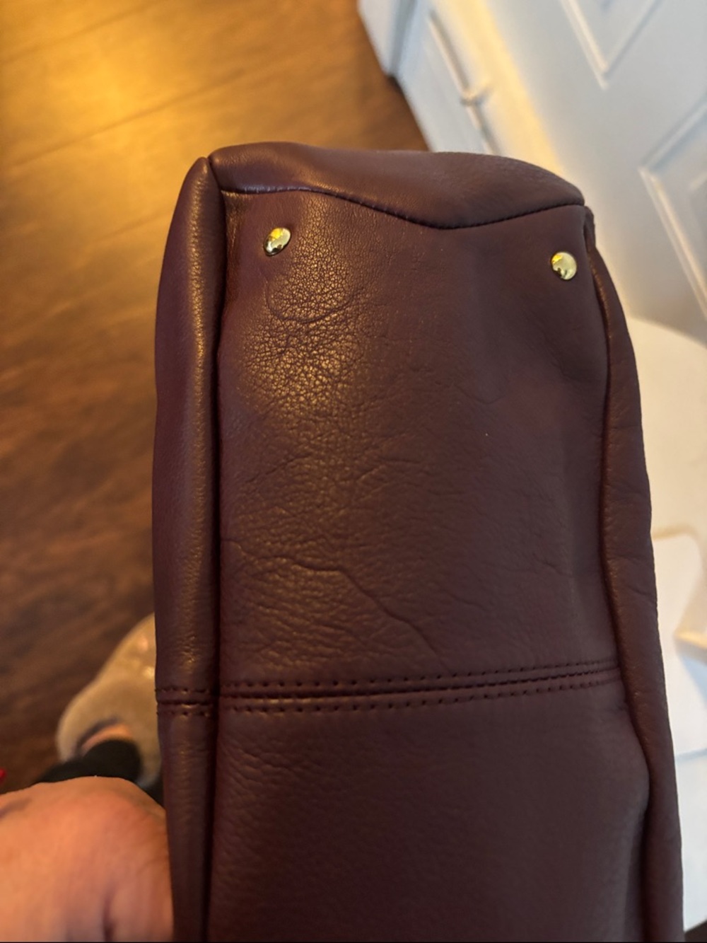 Aimee Kestenberg Pebble Leather Shoulder Bag in Burgundy with Gold Hardware - Picture 14 of 16